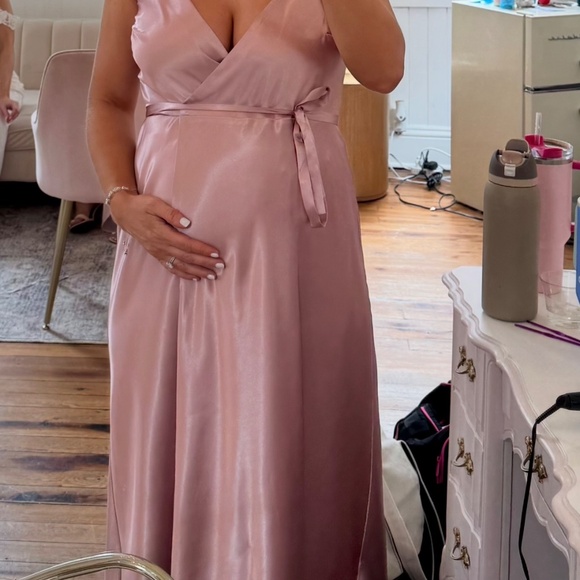 Birdy Grey Cindy Wrap Dress - English Rose Shiny Satin - Picture 3 of 8